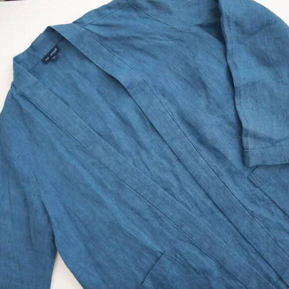 J.Jill Pure Jill Indigo Chambray Linen Open Jacket | XS - Picture 6 of 6